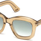 Tom Ford FT0582 Julia-02 Geometric Sunglasses 45P-45P - Shiny Light Brown / Gradient Green