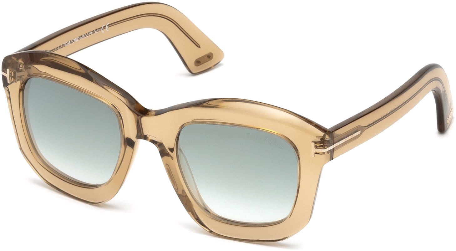 Tom Ford FT0582 Julia-02 Geometric Sunglasses 45P-45P - Shiny Light Brown / Gradient Green
