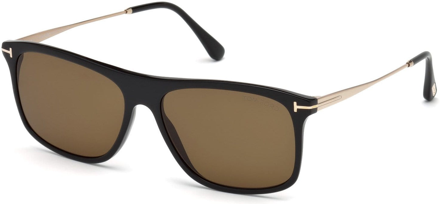 Tom Ford FT0588 Max-02 Geometric Sunglasses 01E-01E - Shiny Black  / Brown
