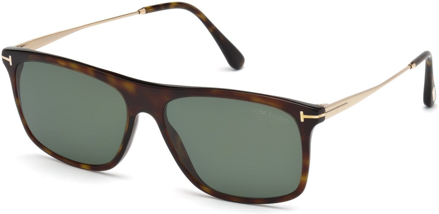 Tom Ford FT0588 Max-02 Geometric Sunglasses 52R-52R - Dark Havana / Green Polarized