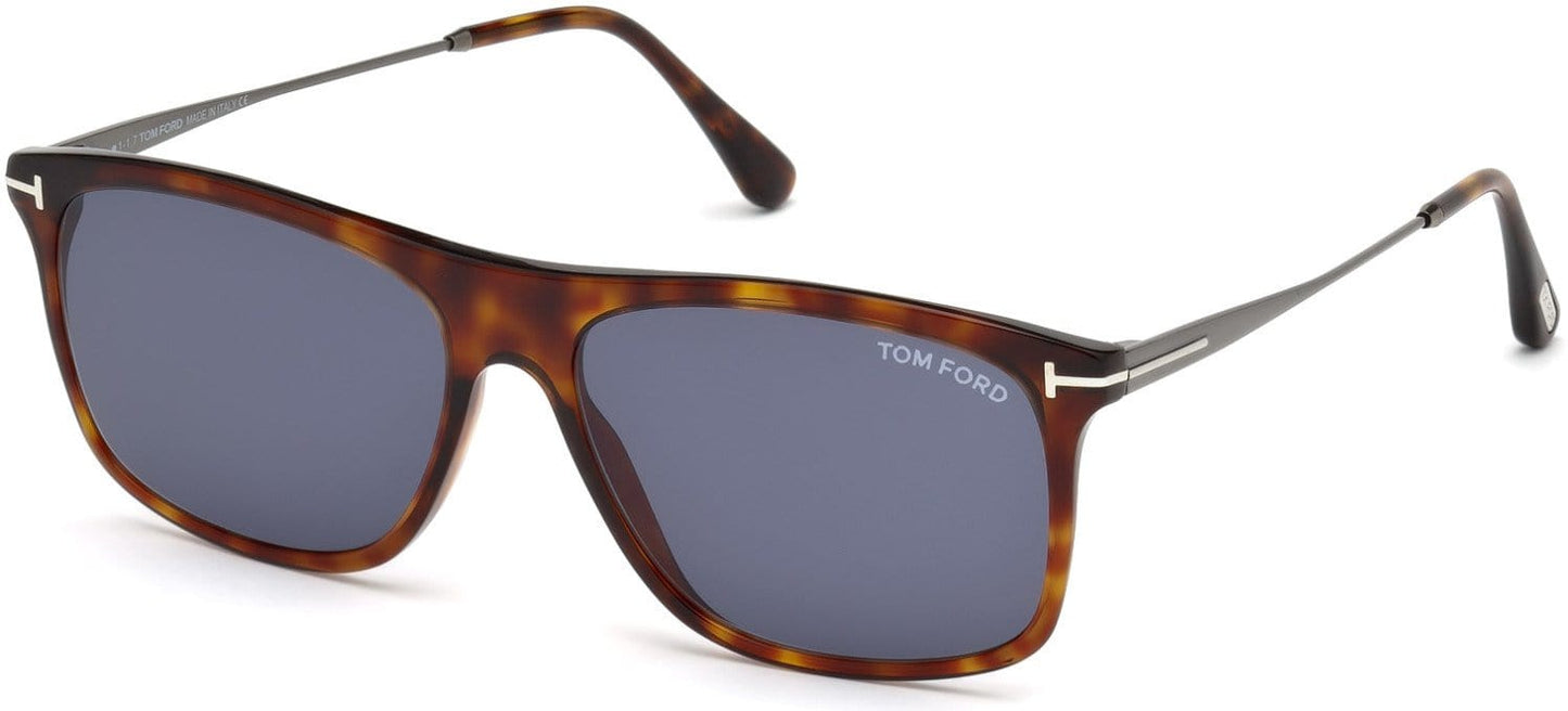 Tom Ford FT0588 Max-02 Geometric Sunglasses 54V-54V - Red Havana / Blue