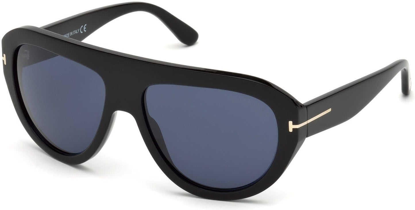 Tom Ford FT0589 Felix-02 Pilot Sunglasses 01V-01V - Shiny Black  / Blue