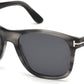 Tom Ford FT0595-F Eric-02 Geometric Sunglasses 20A-20A - Shiny Striped Grey, Palladium T Logo/ Smoke Lenses