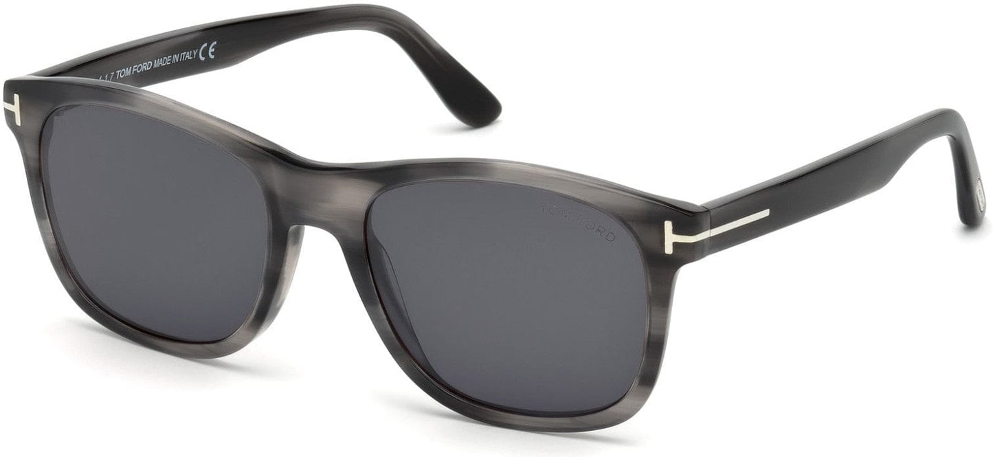 Tom Ford FT0595-F Eric-02 Geometric Sunglasses 20A-20A - Shiny Striped Grey, Palladium T Logo/ Smoke Lenses