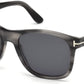 Tom Ford FT0595 Eric-02 Geometric Sunglasses 20A-20A - Shiny Striped Grey, Palladium T Logo/ Smoke Lenses