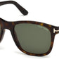 Tom Ford FT0595 Eric-02 Geometric Sunglasses 52N-52N - Shiny Dark Havana, Rose Gold T Logo/ Green Lenses