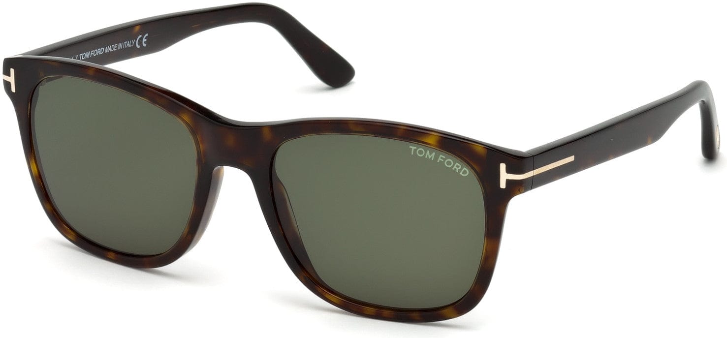 Tom Ford FT0595 Eric-02 Geometric Sunglasses 52N-52N - Shiny Dark Havana, Rose Gold T Logo/ Green Lenses