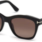 Tom Ford FT0614 Lauren-02 Geometric Sunglasses 01H-01H - Shiny Black, Palladium T Logo/ Gradient Burgundy Polarized Lenses
