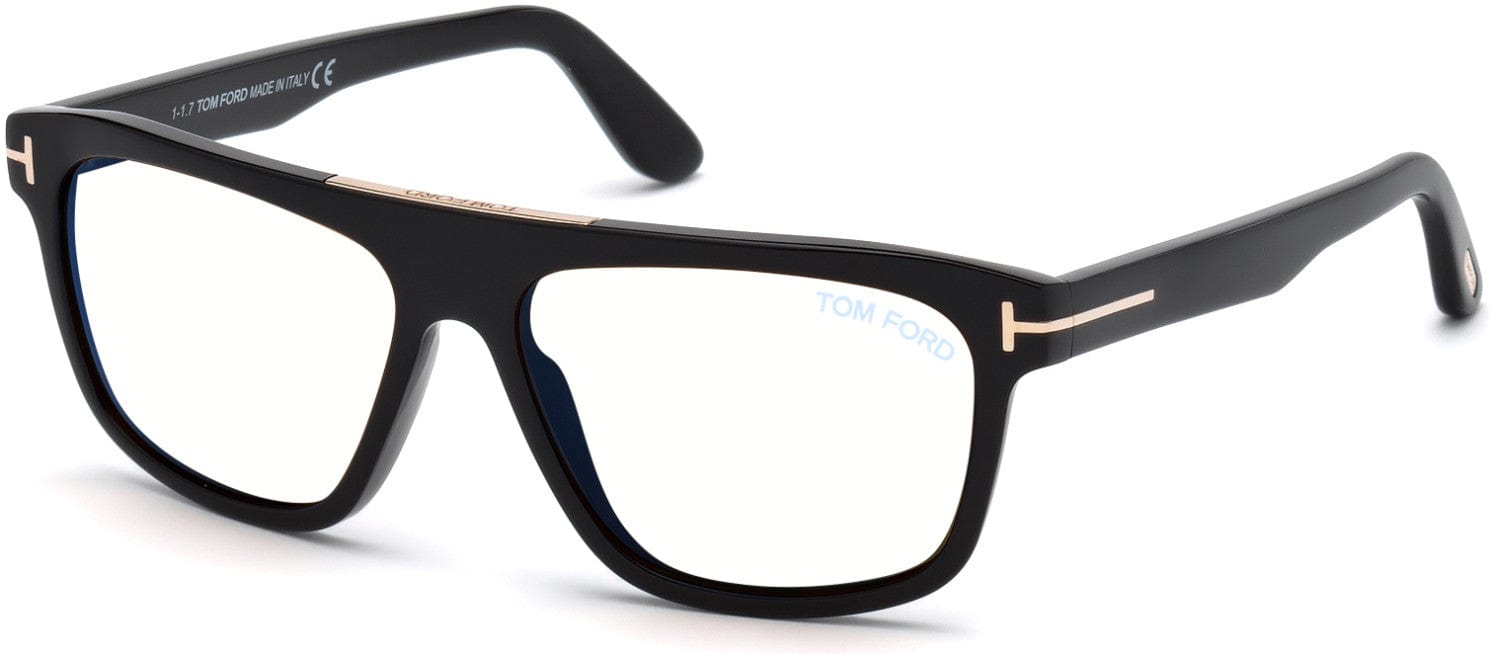 Tom Ford FT0628 Cecilio-02 Geometric Sunglasses 001-001 - Shiny Black/ Blue Block Lenses