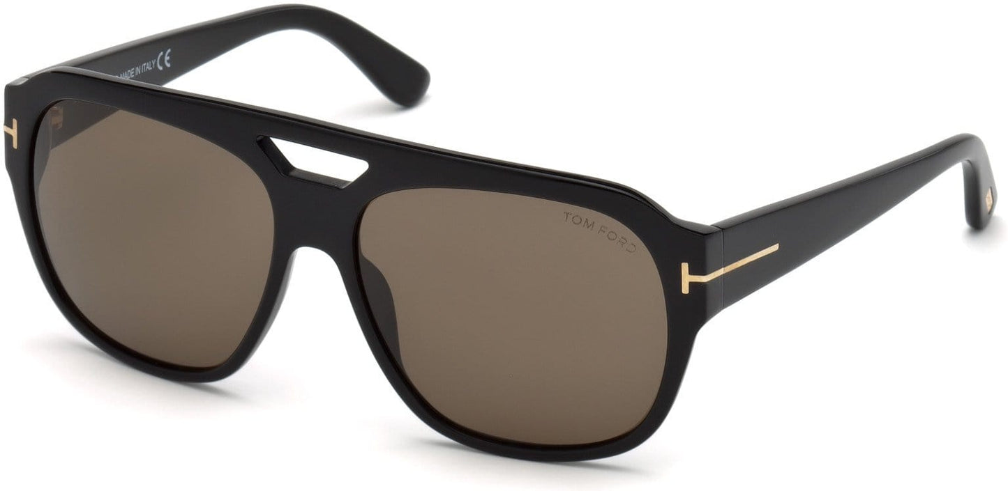 Tom Ford FT0630 Bachardy-02 Geometric Sunglasses 01J-01J - Shiny Black  / Roviex