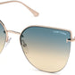 Tom Ford FT0652 Ingrid-02 Cat Sunglasses 28P-28P - Shiny Rose Gold/ Gradient Turquoise-To-S And Lenses