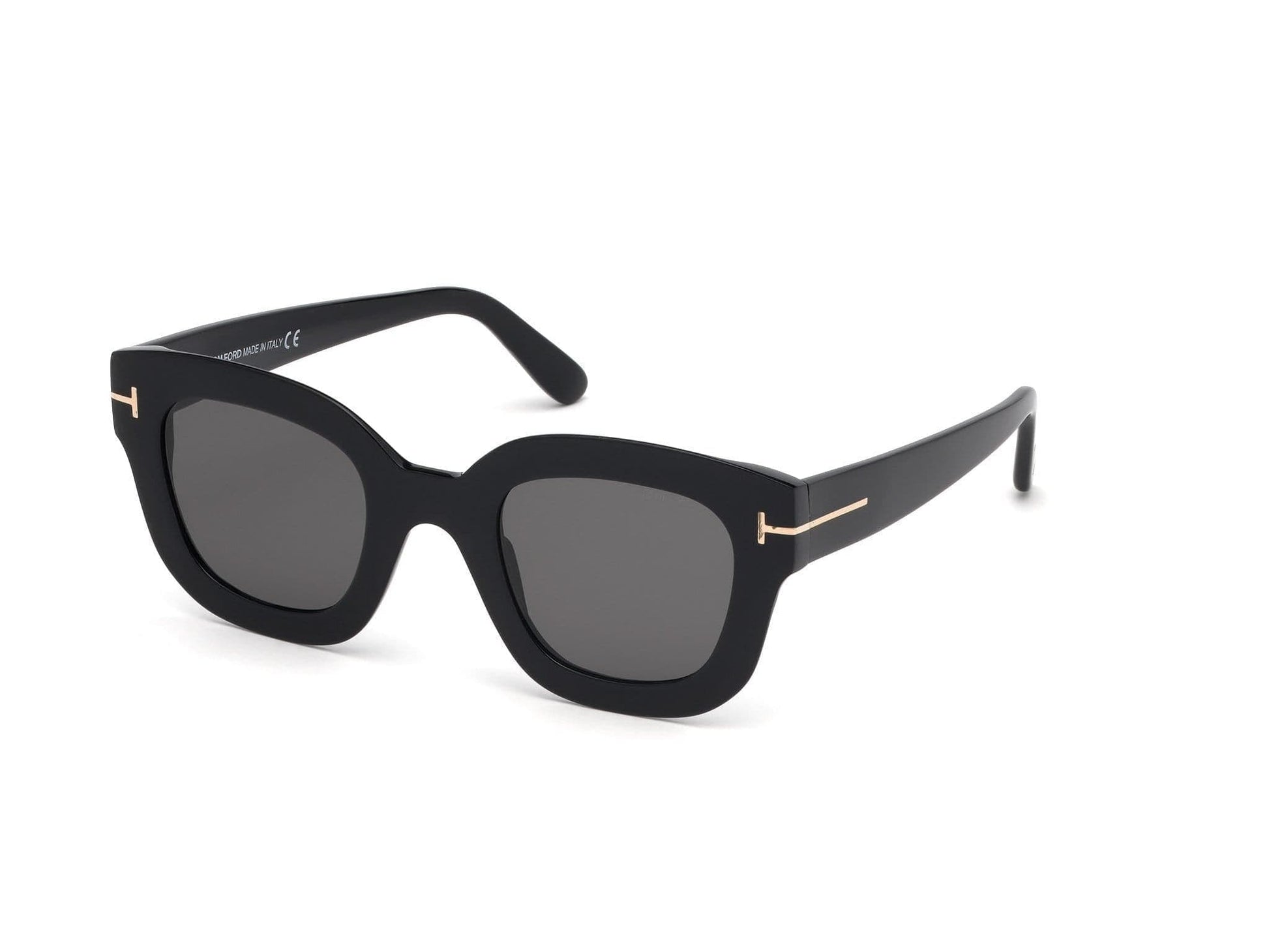 Tom Ford FT0659 Pia Geometric Sunglasses 01A-01A - Shiny Black / Smoke Lenses
