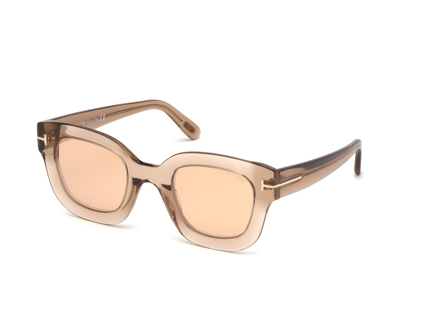 Tom Ford FT0659 Pia Geometric Sunglasses 45G-45G - Shiny Transparent Rose Champagne/ Pink Mirrored Lenses