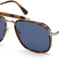 Tom Ford FT0665 Huck Geometric Sunglasses 53V-53V - Shiny Blonde Havana Acetate Rims, Light Ruthenium/ Blue Smoke Lenses