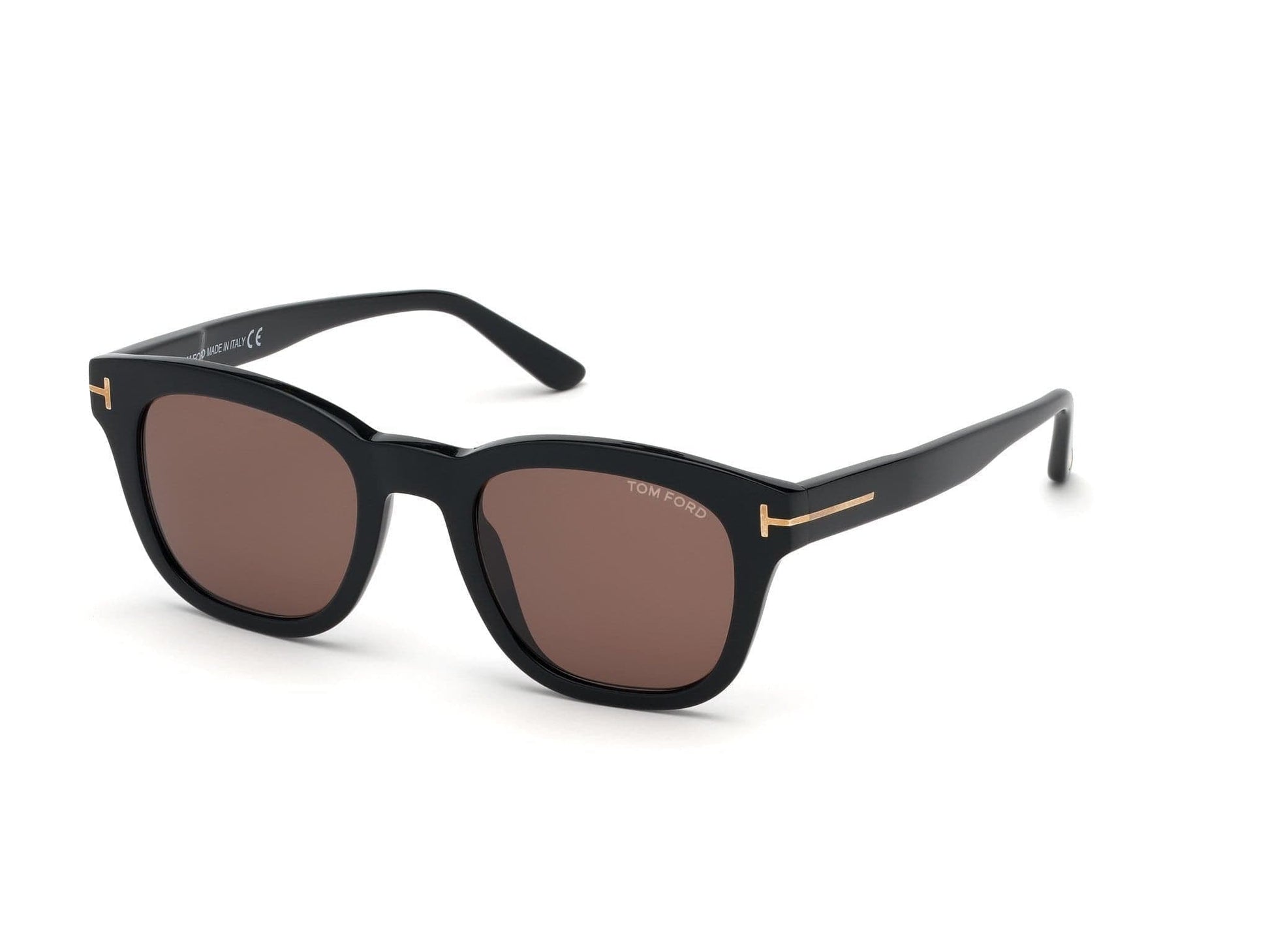 Tom Ford FT0676-F Eugenio Geometric Sunglasses 01E-01E - Shiny Black/ Brown Lenses