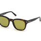 Tom Ford FT0676-F Eugenio Geometric Sunglasses 52N-52N - Shiny Classic Dark Havana/ Green Lenses