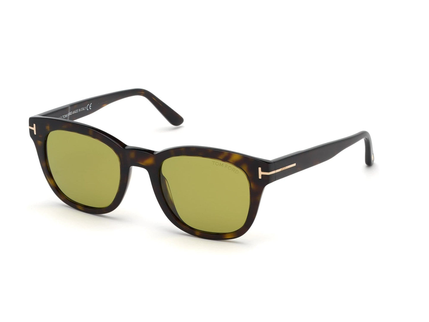 Tom Ford FT0676-F Eugenio Geometric Sunglasses 52N-52N - Shiny Classic Dark Havana/ Green Lenses