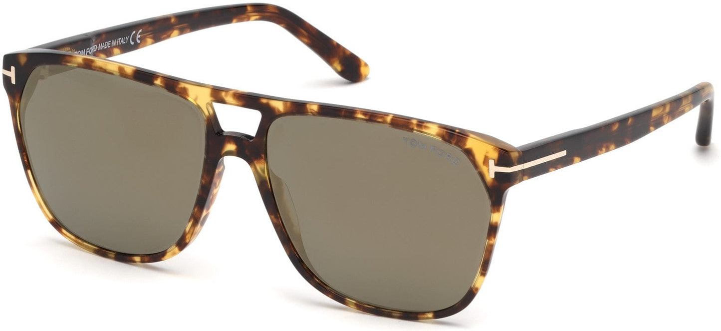 Tom Ford FT0679 Shelton Geometric Sunglasses 56C-56C - Shiny Vintage Havana / Smoke W. Bronze Flash Lenses