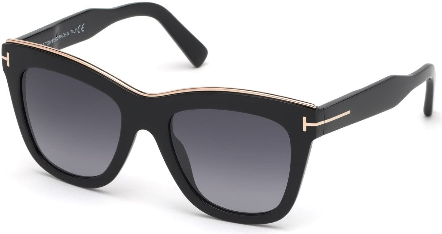 Tom Ford FT0685 Julie Geometric Sunglasses 01C-01C - Shiny Black/ Gradient Smoke W. Silver Flash Lenses