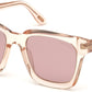 Tom Ford FT0690 Sari Geometric Sunglasses 72Z-72Z - Shiny Transp. Pink/ Pink W. Gold Flash Lenses