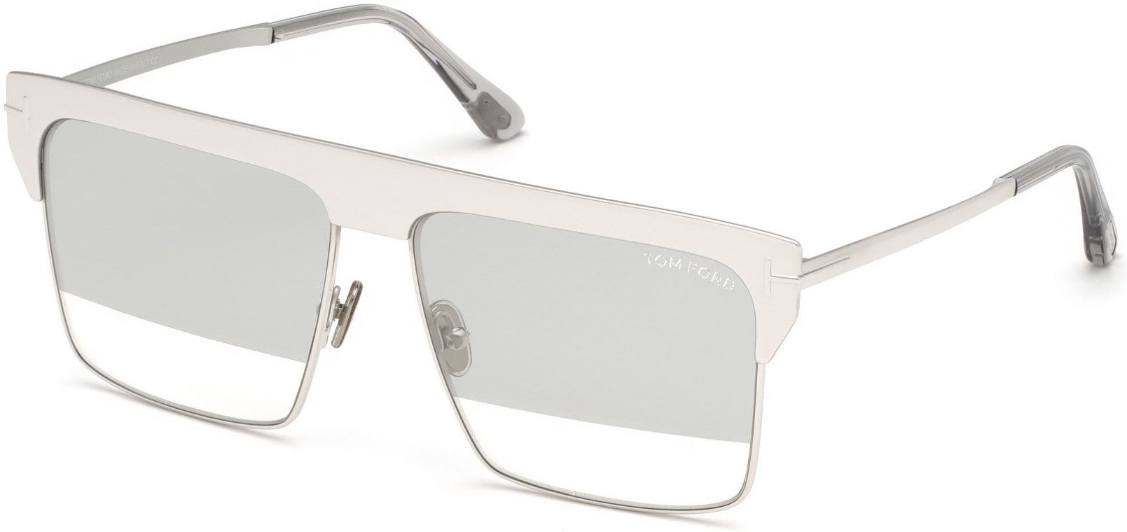 Tom Ford FT0706 West Geometric Sunglasses 18C-18C - White Gold Plated/ Clear W. White Gold Plated Flash Lenses