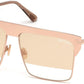 Tom Ford FT0706 West Geometric Sunglasses 33Z-33Z - Rose Gold Plated/ Clear W. Rose Gold Plated Flash Lenses