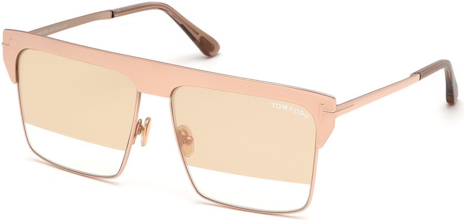 Tom Ford FT0706 West Geometric Sunglasses 33Z-33Z - Rose Gold Plated/ Clear W. Rose Gold Plated Flash Lenses