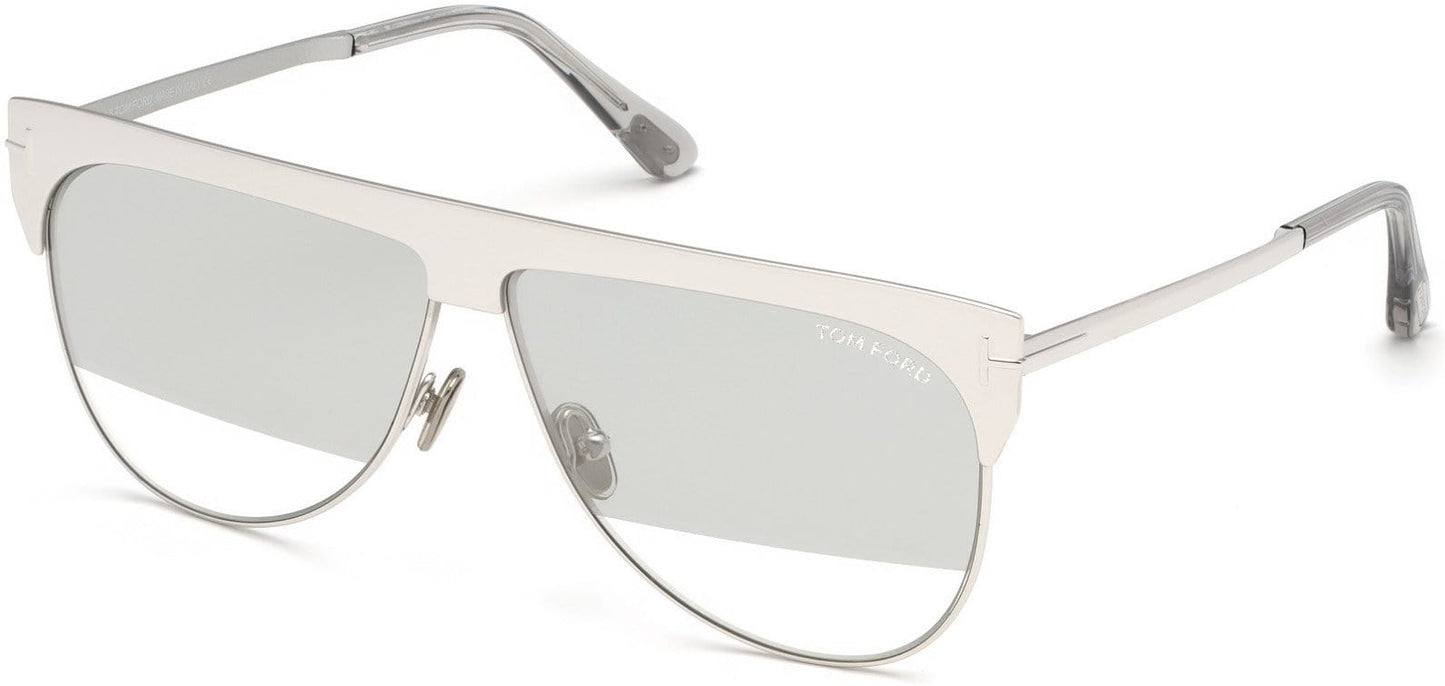 Tom Ford FT0707 Winter Pilot Sunglasses 18C-18C - White Gold Plated/ Clear W. White Gold Plated Flash Lenses