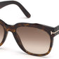 Tom Ford FT0714 Rhett Geometric Sunglasses 52F-52F - Shiny Dark Havana/ Gradient Brown Lenses