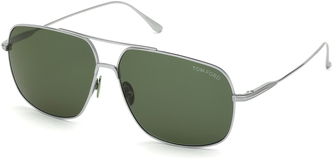 Tom Ford FT0746 John-02 Navigator Sunglasses 16N-16N - Shiny Palladium Titanium/ Green Lenses