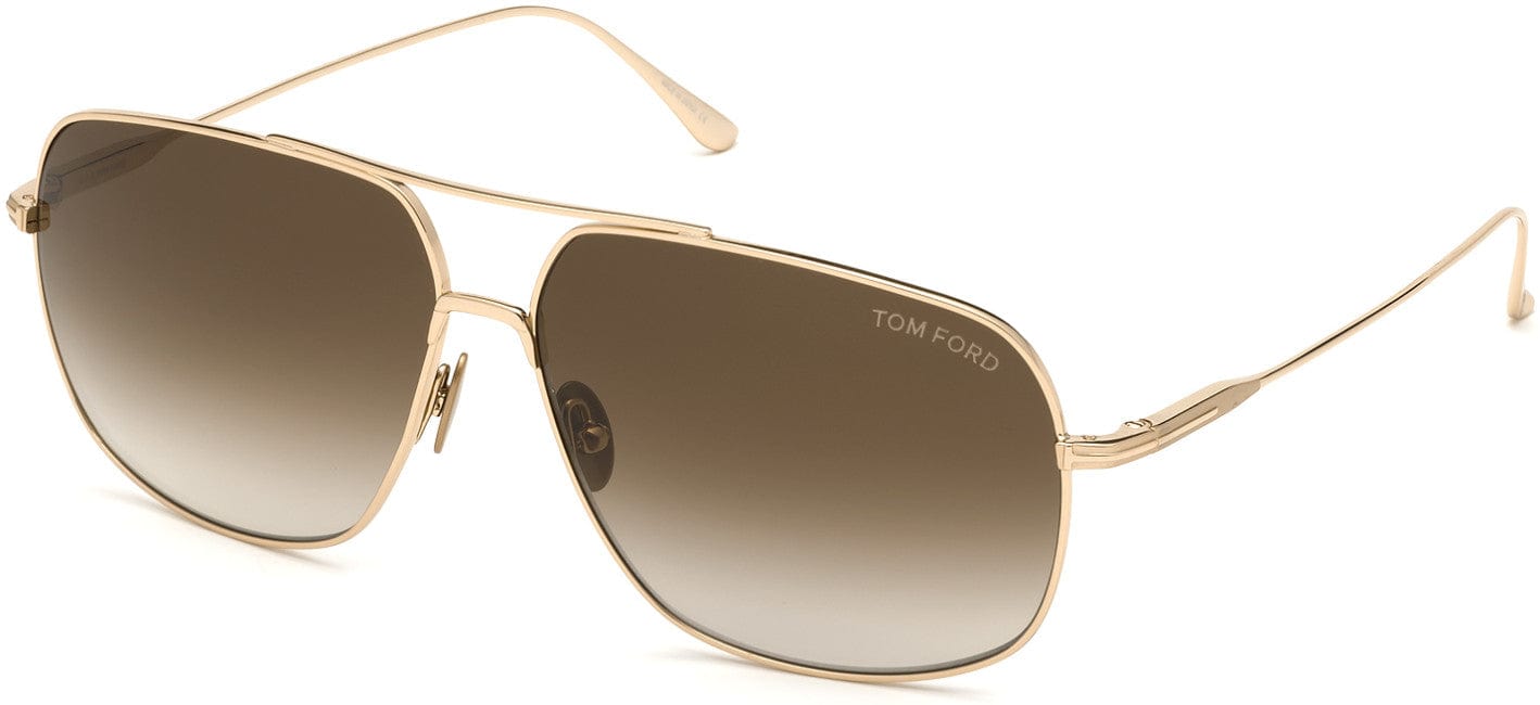 Tom Ford FT0746 John-02 Navigator Sunglasses 28K-28K - Shiny Rose Gold Titanium/ Gradient Roviex Lenses