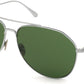 Tom Ford FT0747 Cyrus Pilot Sunglasses 16N-16N - Shiny Palladium Titanium/ Green Lenses