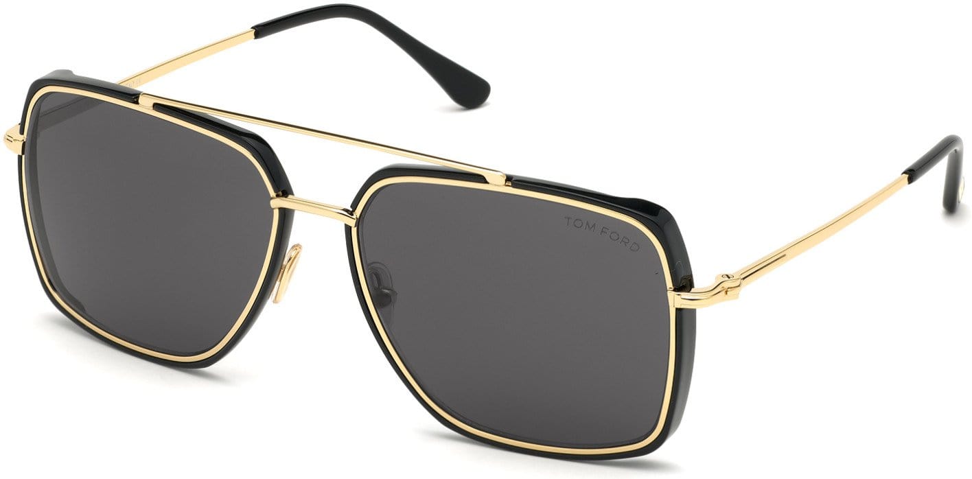 Tom Ford FT0750 Navigator Sunglasses 01A-01A - Shiny Rose Gold/ Shiny Black Temple Tips/ Roviex Lenses