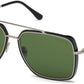 Tom Ford FT0750 Navigator Sunglasses 01N-01N - Shiny Light Ruthenium/ Shiny Black Temple Tips/ Green Lenses