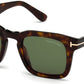 Tom Ford FT0751 Dax Square Sunglasses 52N-52N - Shiny Classic Dark Havana/ Green Lenses