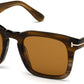 Tom Ford FT0751 Dax Square Sunglasses 55E-55E - Dark Brown Fade To Light Striped Brown/ Vintage Brown Lenses