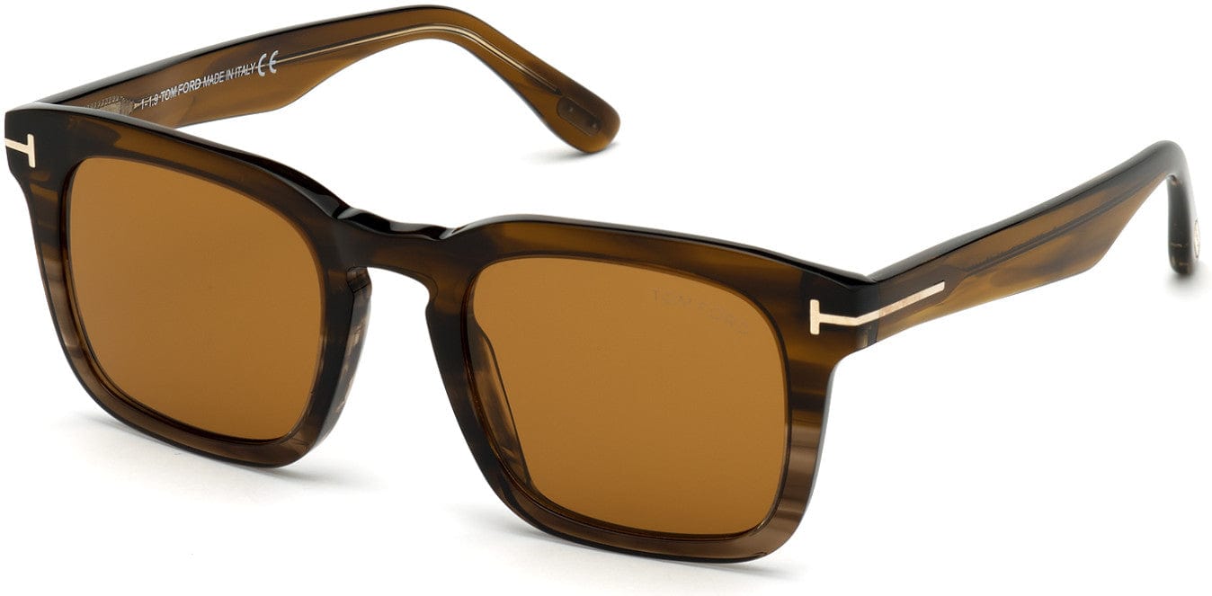 Tom Ford FT0751 Dax Square Sunglasses 55E-55E - Dark Brown Fade To Light Striped Brown/ Vintage Brown Lenses