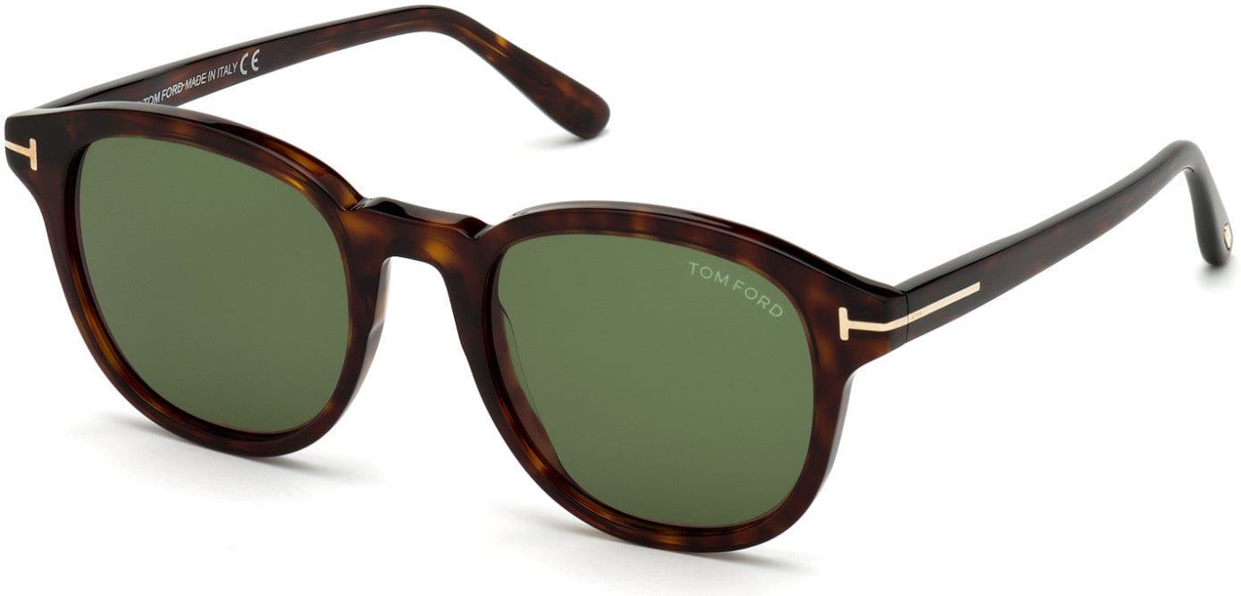 Tom Ford FT0752 Jameson Round Sunglasses 52N-52N - Classic Dark Havana/ Green Lenses
