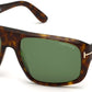 Tom Ford FT0754 Navigator Sunglasses 52N-52N - Shiny Classic Dark Havana/ Green Lenses