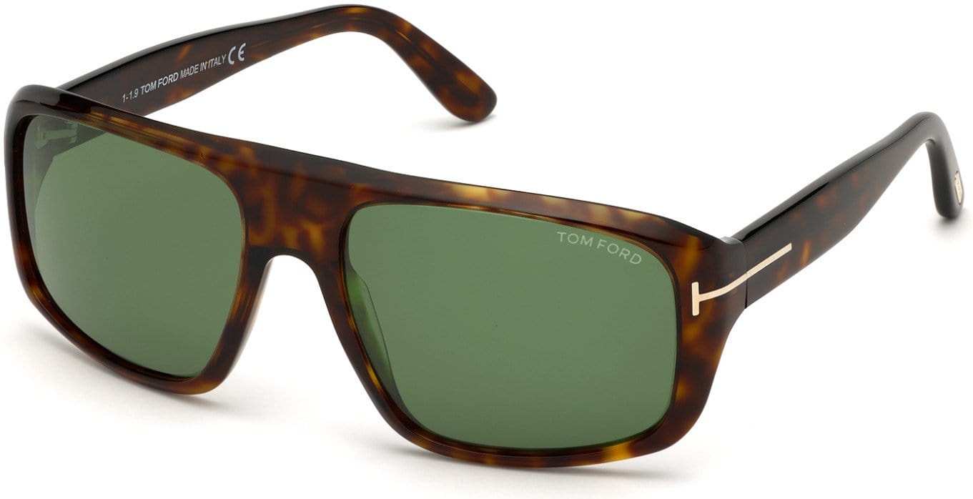Tom Ford FT0754 Navigator Sunglasses 52N-52N - Shiny Classic Dark Havana/ Green Lenses