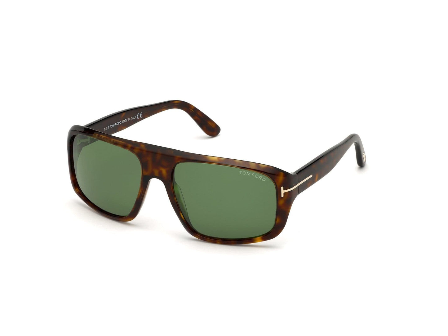 Tom Ford FT0754 Duke Navigator Sunglasses 52N-52N - Shiny Classic Dark Havana/ Green Lenses