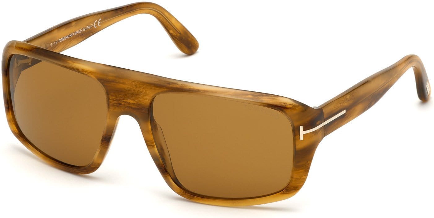 Tom Ford FT0754 Navigator Sunglasses 56E-56E - Shiny Brown Havana W. Dark Brown Stripes/ Vintage Brown Lenses