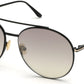 Tom Ford FT0757 Cleo Round Sunglasses 01C-01C - Shiny Black/ Gradient Smoke Lenses W. Gold Mirror