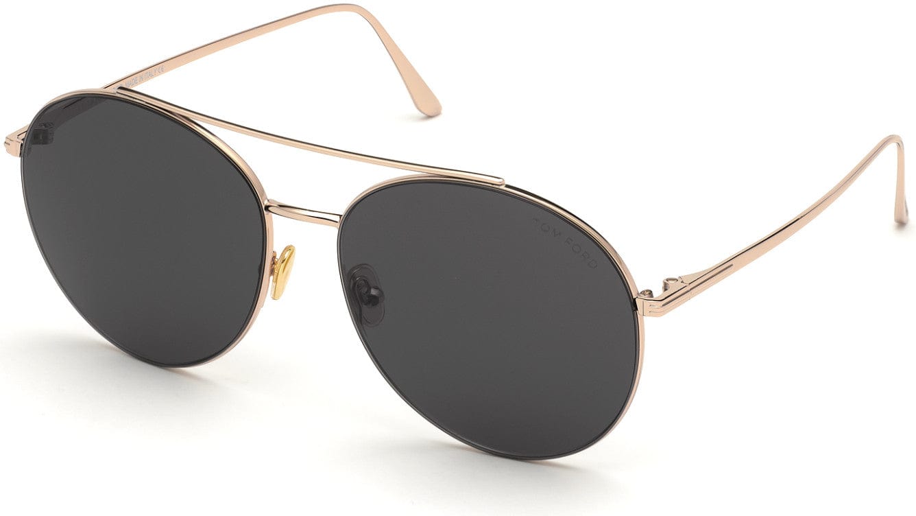Tom Ford FT0757 Cleo Round Sunglasses 28A-28A - Shiny Rose Gold/ Grey Lenses