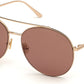 Tom Ford FT0757 Cleo Round Sunglasses 28Y-28Y - Shiny Rose Gold/ Pale Pink Lenses