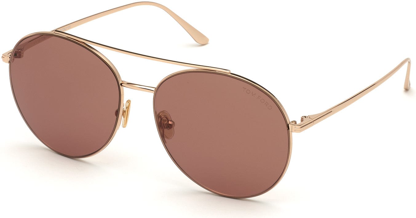 Tom Ford FT0757 Cleo Round Sunglasses 28Y-28Y - Shiny Rose Gold/ Pale Pink Lenses