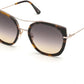Tom Ford FT0760-F Round Sunglasses 55B-55B - Shiny Vintage Havana W. Shiny Rose Gold/ Grad. Smoke-To-Yellow Lenses