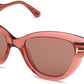 Tom Ford FT0762 Cat Sunglasses 42E-42E - Shiny Transparent Antique Dark Pink/ Pale Brown Rose Lenses