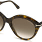 Tom Ford FT0763-F Maxine Round Sunglasses 52K-52K - Shiny Classic Dark Havana/ Gradient Roviex Lenses