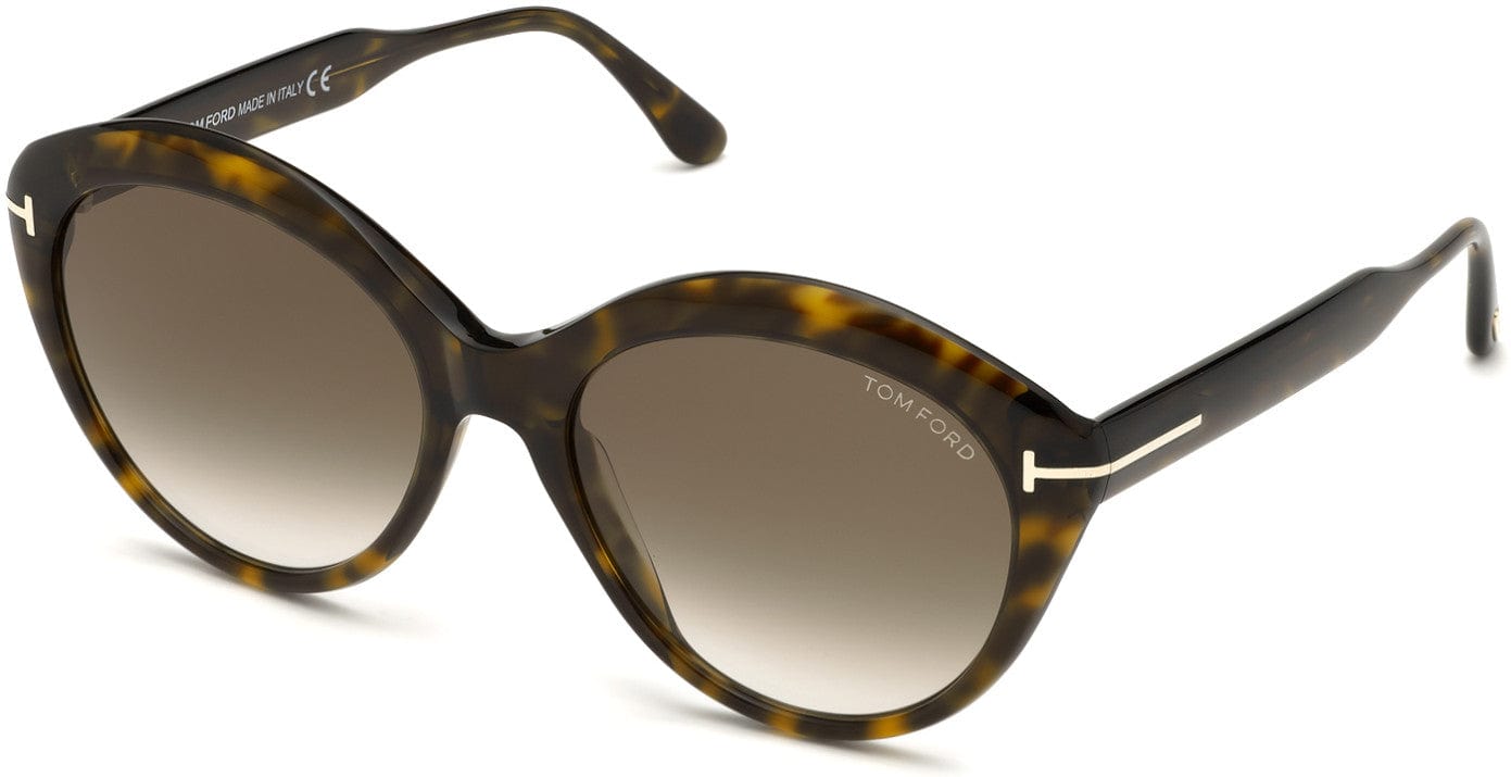 Tom Ford FT0763-F Maxine Round Sunglasses 52K-52K - Shiny Classic Dark Havana/ Gradient Roviex Lenses